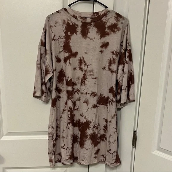 SHEIN Beige and Brown Tie-Dye Mini Dress - Picture 3 of 7